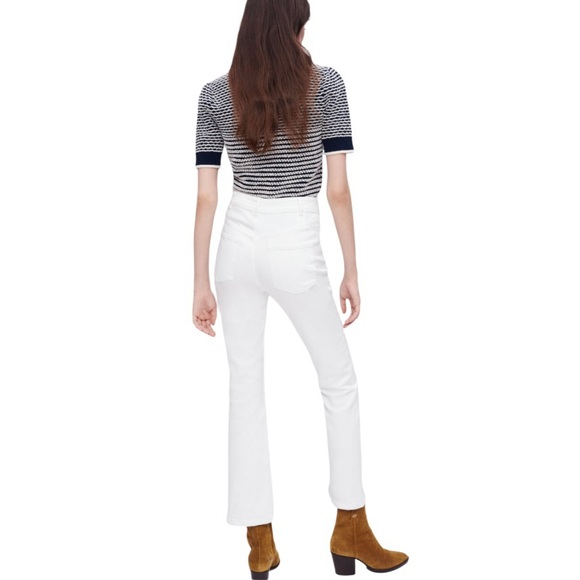 Maje White Slight Flare Leg Double Patch Pockets Button Fly Mid-rise Jean 42(XL) - Picture 2 of 10